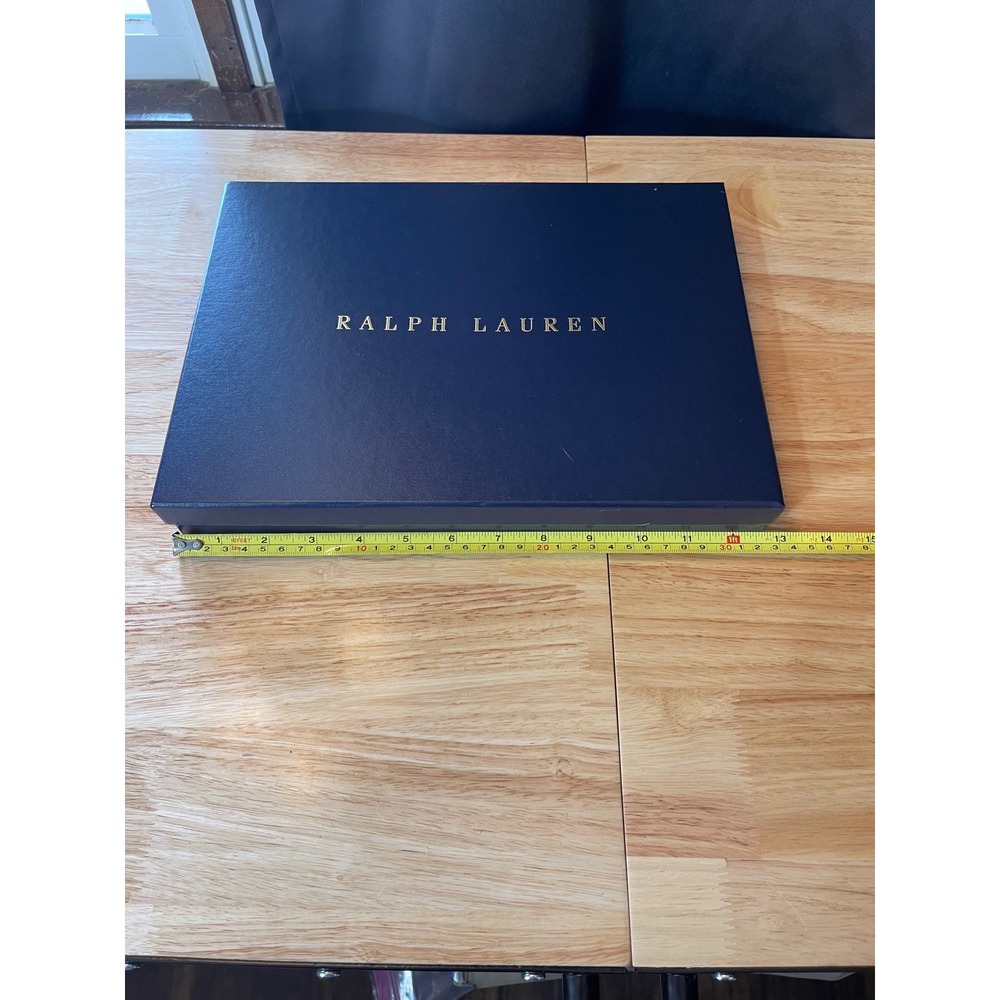 Ralph Lauren‎ Navy Blue Gold Logo Large Gift Box 14.5x11x1.75 Empty Designer Box